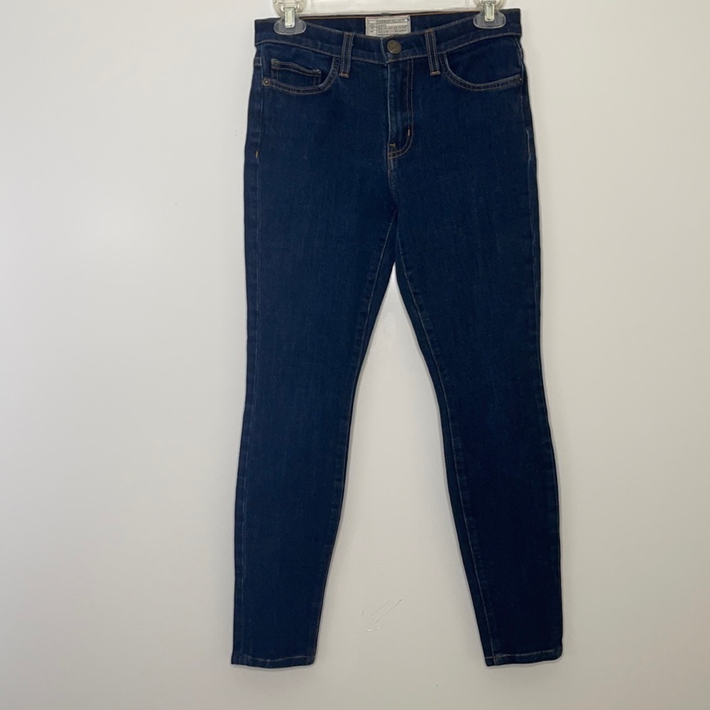 Current Elliott High Waist Dark Wash Stretch Skinny Cropped Jeans Sz 27